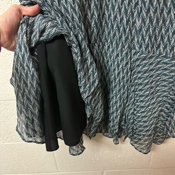 Reiss Rayah Printed Flippy Dress Blue Size 12 Mini Tie Detail Party Event Work - Picture 5 of 13